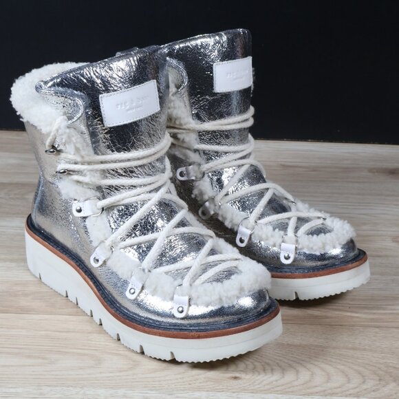 rag & bone Shoes - Rag Bone Skyler Boots Womens Size 9.5 Silver White Shearling Lined Winter Shoes